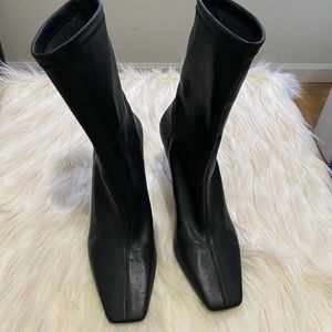 Zara Clear Block Heel Leather boots